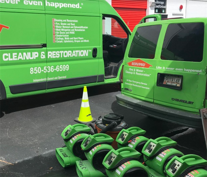 Two SERVPRO vans and equipment 